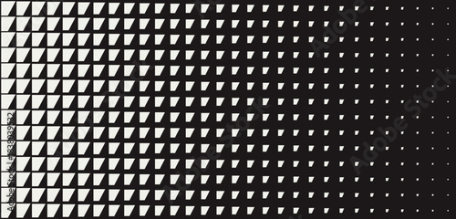 Trendy geometric seamless pattern with transition effect directed vertically. Abstract monochrome background with dynamic gradient from bold to thin shape. Design with distortion and glitch effect