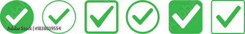 Check mark icon set in bold style for approval, validation, rating and checklist design.