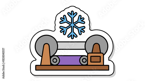 Illustration Of A Machine With A Snowflake Symbol And A Conveyor Belt