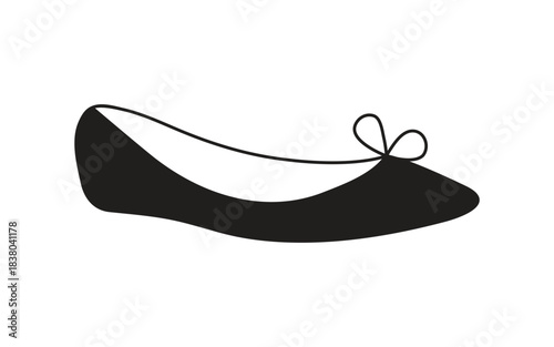 Black Ballet Flat Shoe Icon – Minimal Footwear Vector