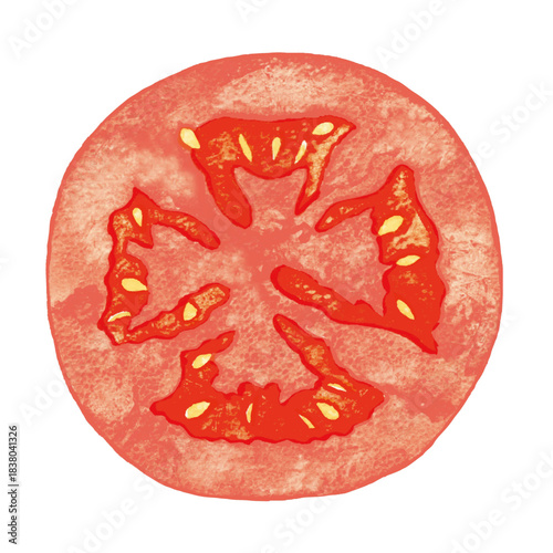 トマトの輪切りイラスト（料理素材・食材イラスト）