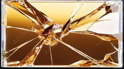 Close-up of a shattered gold surface.
