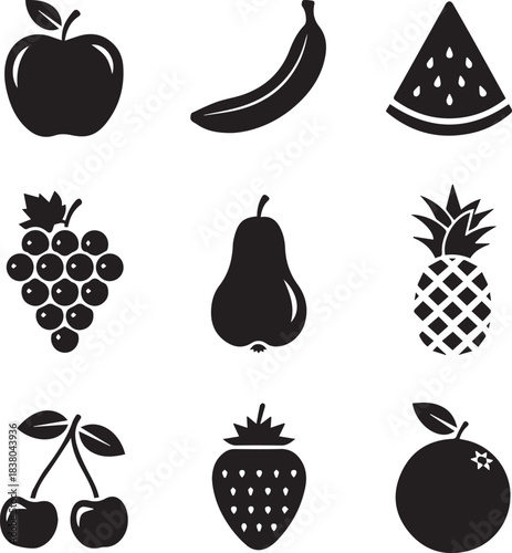 WebFresh organic fruit icon vector illustration perfect for healthy food branding, agriculture labeling and product packaging