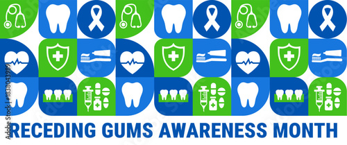 Receding Gums Awareness Month Geometric shape pattern background, banner, card or poster design template is observed every year during January, to raise awareness about the mission