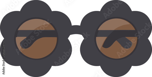 flower shape frame sunglasses, brown lens vector illustration design