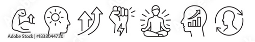 Transformation and empowerment icon set. Vector illustration 