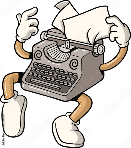 Cartoon Typewriter Character 