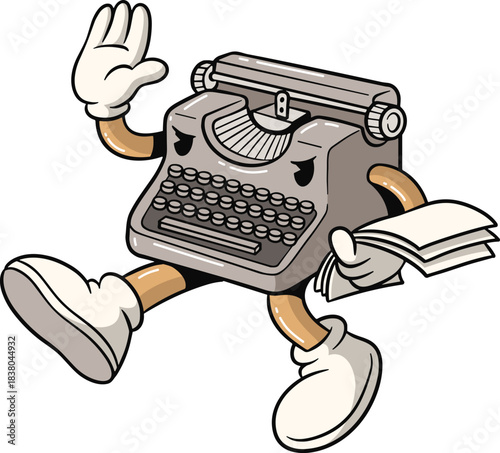 Cartoon Typewriter Character 