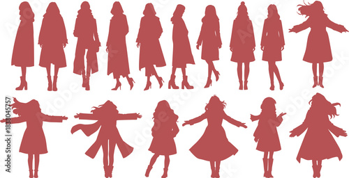 コートをきた女性のイラスト