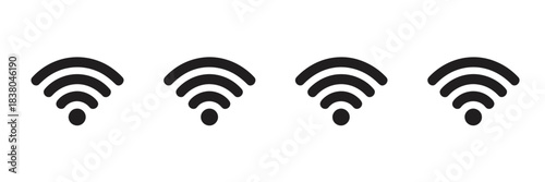 Wi-fi icon set, featuring wireless network symbols, signal indicators, hotspot pictograms,