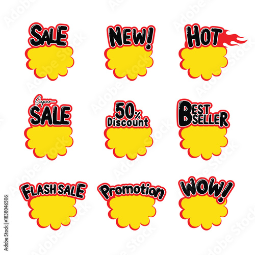 Set of discount signs. Vector illustration.