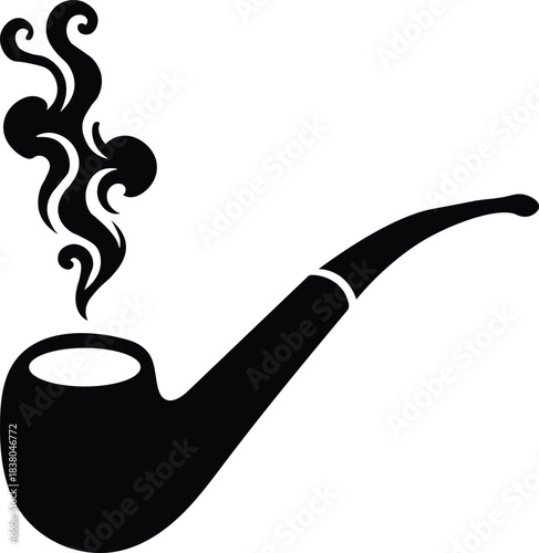 Classic smoking tobacco pipe silhouette vector illustration for vintage lifestyle and relaxation designs