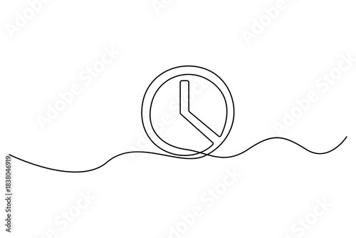 Continuous one line drawing of a classic wall clock minimalist timekeeping illustration
