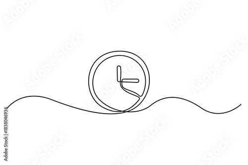 Continuous one line drawing of a classic wall clock minimalist timekeeping illustration
