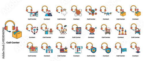 A collection of cartoon images of headphones