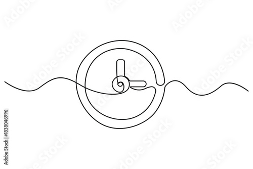 Continuous one line drawing of a classic wall clock minimalist timekeeping illustration
