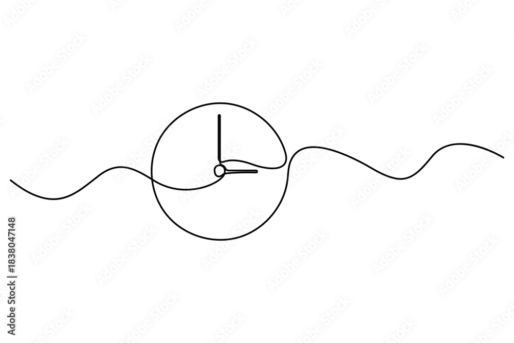 Obraz premium Continuous one line drawing of a classic wall clock minimalist timekeeping illustration 