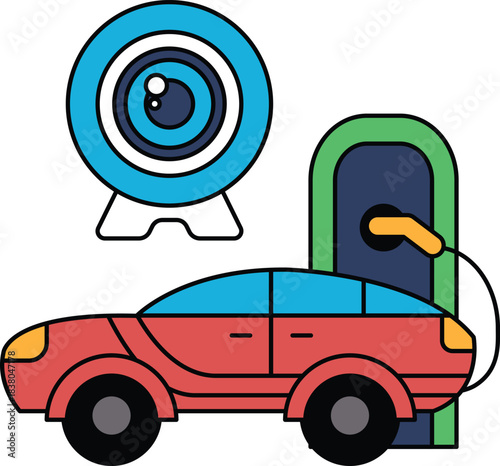 A car is parked next to a gas station