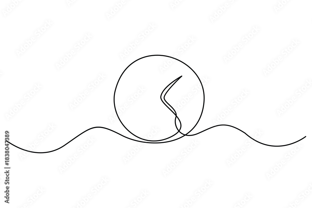 Obraz premium Continuous one line drawing of a classic wall clock minimalist timekeeping illustration 