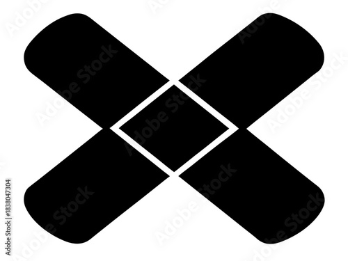 crossed bandage simple silhouette vector