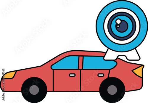 A car with a camera on top of it