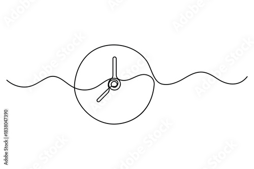 Continuous one line drawing of a classic wall clock minimalist timekeeping illustration
