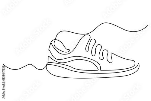 Stylish shoes continuous one line drawing minimalist footwear outline illustration
