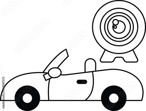 A car with a camera on top of it