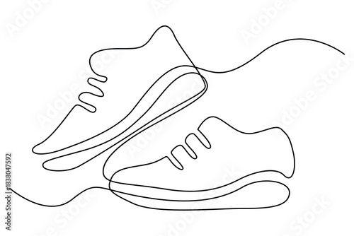 Stylish shoes continuous one line drawing minimalist footwear outline illustration
