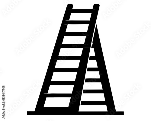 ladder simple black silhouette vector,wooden ladder icon