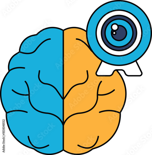 A brain with a camera lens on top of it