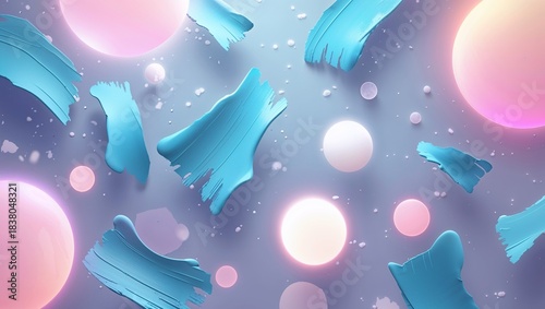 Dreamy Scattered Blue Art with Bokeh Lights