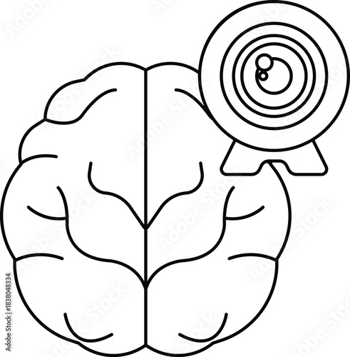 A brain with a camera lens on top of it