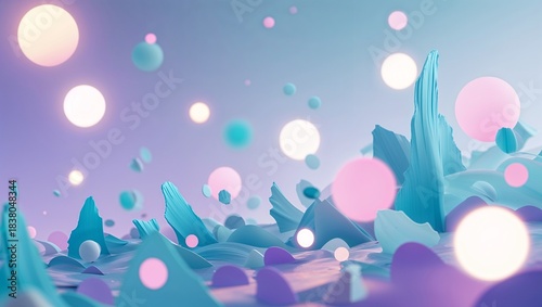 Dreamy Scattered Blue Art with Bokeh Lights