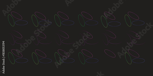 Abstract Ellipse Rings In Multicolor Pattern On Dark Background For Design Projects And Stock Images