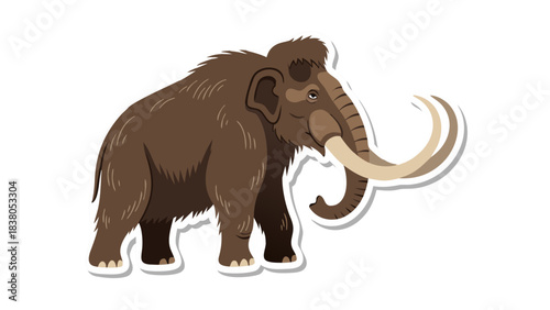 Pixel Art Illustration of a Mammot African Elephant with Tusks and Shaggy Fur Against a Black Background