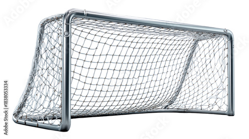 Stunning professional soccer goal frame and net isolated against a dramatic dark background perfect for sports marketing isolated on transparent background