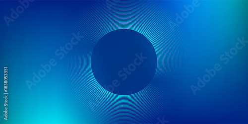 Blue-green gradient studio room, abstract background pattern, walls and floor reflect neon lights, dark tones and feel  speed of digital technology connected blue-green background. Future technology.