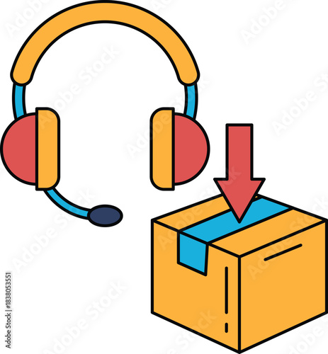 A box with a downward arrow on it