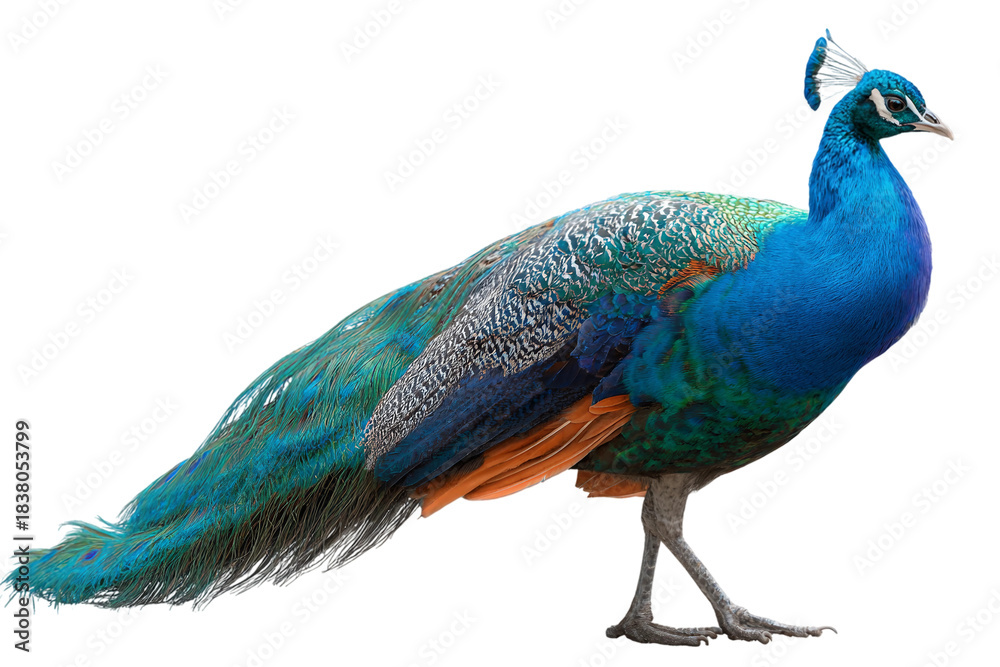 Fototapeta premium Peacock profile isolated on transparent background
