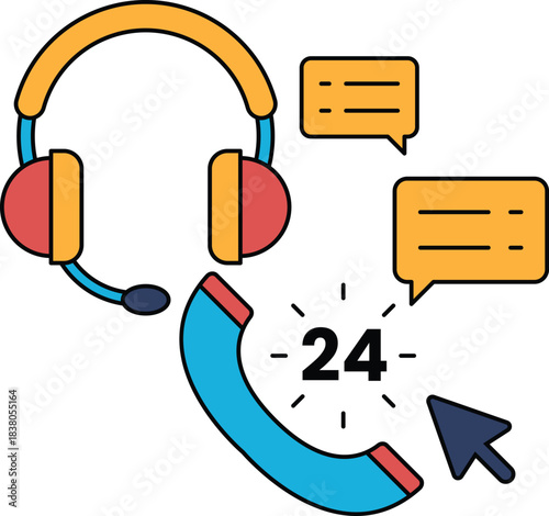 A phone with a headset on it and the number 24