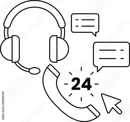 A phone with a headset on it and the number 24