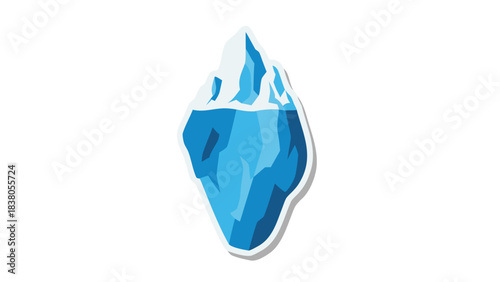 Pixelated Iceberg With Blue Water Isolated On Black Background Artistic Illustration Of Glacial Formation With Sharp Edges And Cool Tones Representing Cold Climate