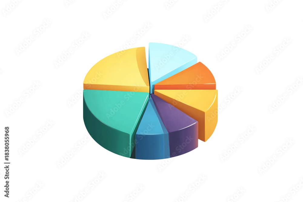 Obraz premium Analytics pie chart isolated on transparent background