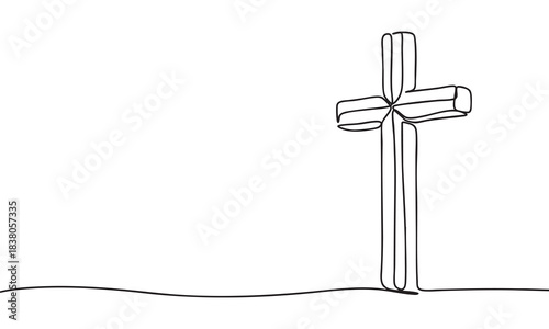 Continuous Line Drawing of a Christian Cross