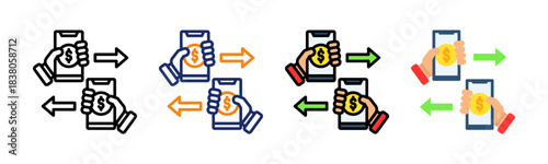 Online Transfer Icon Multiple Style Collection Set 