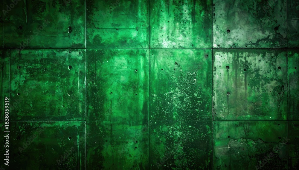 Fototapeta premium A textured, dark emerald green, distressed concrete wall background.