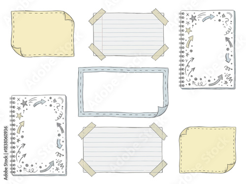 Grid of empty square boxes with decorative frames and paper textures for item placement and drag-and-drop functionality