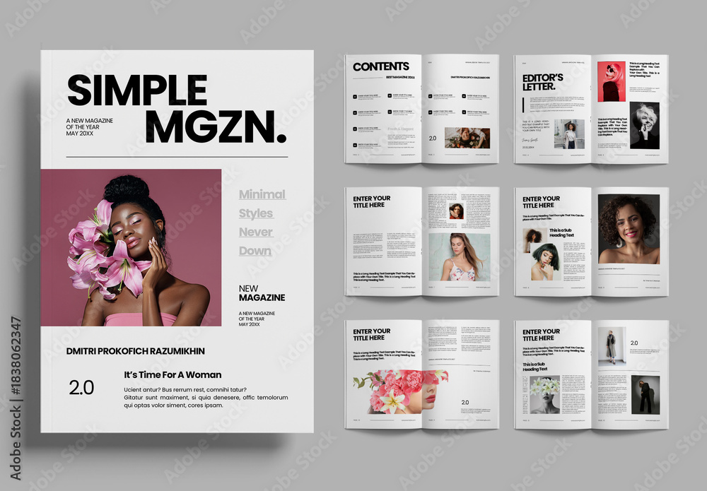 Minimal Magazine Layout Template Stock Template | Adobe Stock