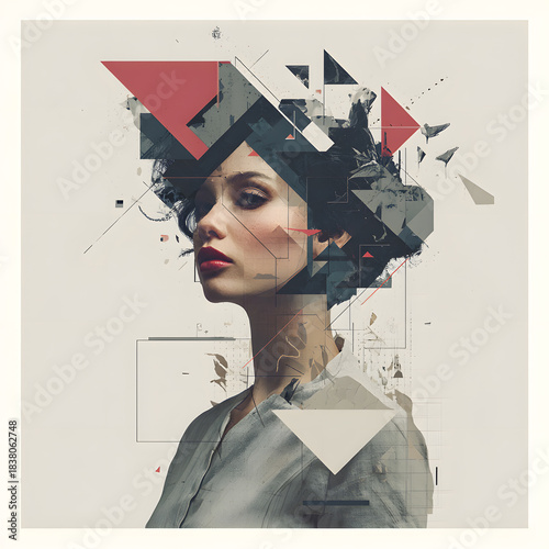 Woman portrait, concept poster, graphic design, illustration  for t-shirt design. Graphic design art.